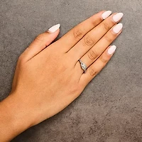 10K Yellow Gold 1/10 Cttw Diamond Swirl and Halo Promise Ring