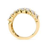 10 Yellow Gold 2.00 Cttw Diamond Multi Row Cocktail Band Ring