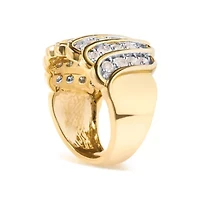 10 Yellow Gold 2.00 Cttw Diamond Multi Row Cocktail Band Ring