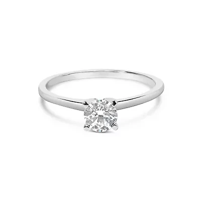 Lab Created 14K White Gold 1/2 Cttw Diamond Solitaire Engagement Ring