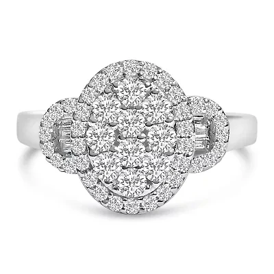 10K White Gold 1.0 Cttw Diamond Statement Ring