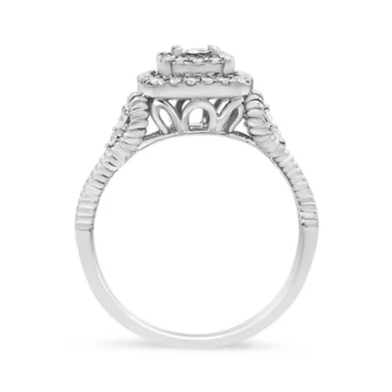 Silver 1/3 Cttw Miracle Set Round-Cut Diamond Cocktail Ring