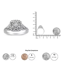 Silver 1/3 Cttw Miracle Set Round-Cut Diamond Cocktail Ring