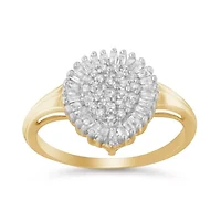 10K Yellow Gold 1/2 Cttw Diamond Cluster with Halo Cocktail Ring