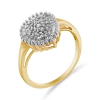 10K Yellow Gold 1/2 Cttw Diamond Cluster with Halo Cocktail Ring