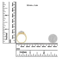 10K Yellow Gold 1/2 Cttw Diamond Cluster with Halo Cocktail Ring