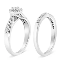 Silver 1/3 Cttw Diamond Engagement Ring Set