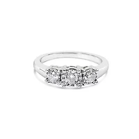 Lab Created 14K White Gold 1/2 Cttw Diamond Three Stone Illusion Plate Ring