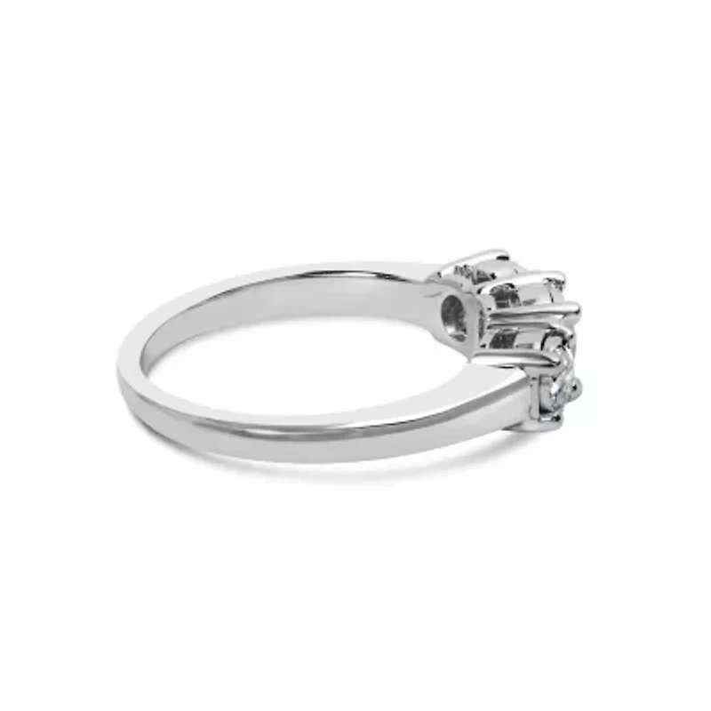 Lab Created 14K White Gold 1/2 Cttw Diamond Three Stone Illusion Plate Ring