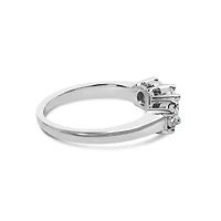 Lab Created 14K White Gold 1/2 Cttw Diamond Three Stone Illusion Plate Ring