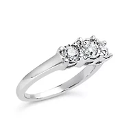 Lab Created 14K White Gold 1/2 Cttw Diamond Three Stone Illusion Plate Ring