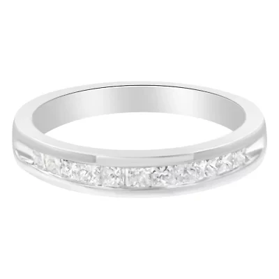 Silver 1/2 Cttw Half-Eternity Wedding or Anniversary Band Ring