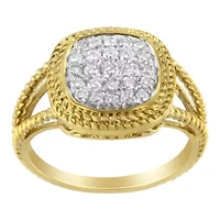 Silver 1/2 Cttw Diamond Cluster Split Shank Cocktail Ring