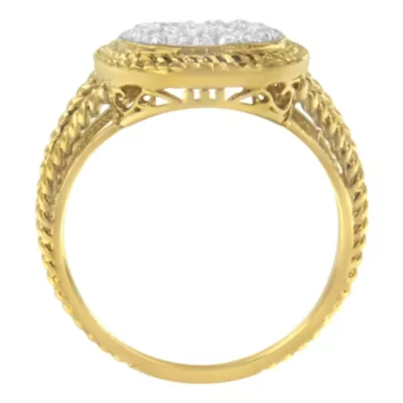 Silver 1/2 Cttw Diamond Cluster Split Shank Cocktail Ring