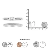 Silver 1/3 Cttw Diamond Engagement Ring Bridal Set with Milgrain