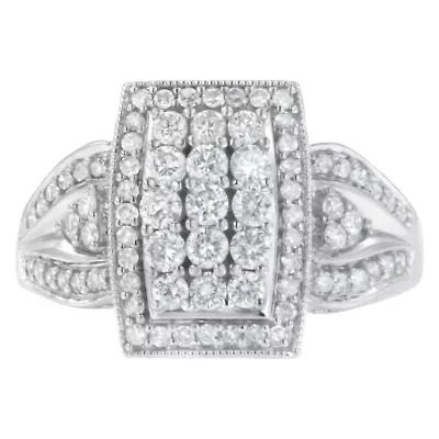 10K White Gold 1.0 Cttw Diamond Band Cocktail Ring