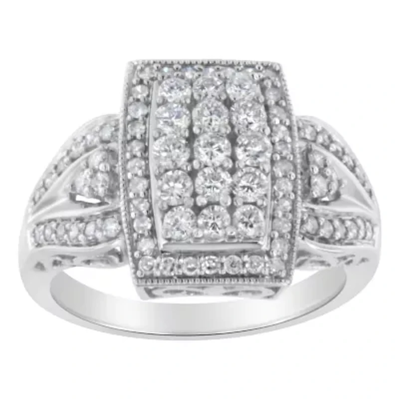 10K White Gold 1.0 Cttw Diamond Band Cocktail Ring