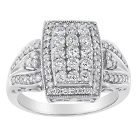 10K White Gold 1.0 Cttw Diamond Band Cocktail Ring