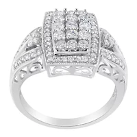 10K White Gold 1.0 Cttw Diamond Band Cocktail Ring