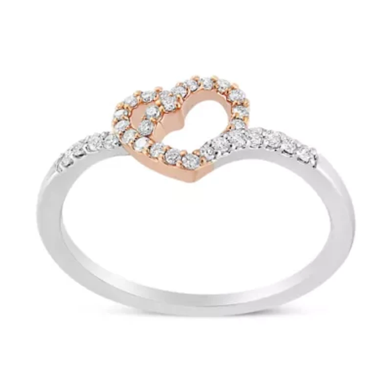 Silver 1/5 Cttw Round-Cut Diamond Open Heart Promise Ring