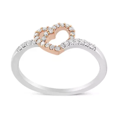Silver 1/5 Cttw Round-Cut Diamond Open Heart Promise Ring