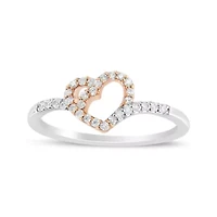 Silver 1/5 Cttw Round-Cut Diamond Open Heart Promise Ring