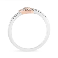 Silver 1/5 Cttw Round-Cut Diamond Open Heart Promise Ring