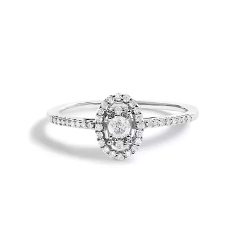 14K White Gold 1/5 Cttw Diamond With Halo Engagement Ring