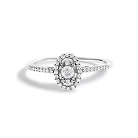 14K White Gold 1/5 Cttw Diamond With Halo Engagement Ring