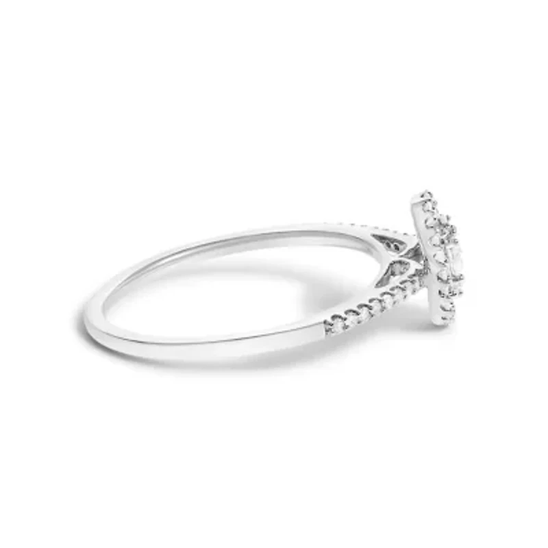 14K White Gold 1/5 Cttw Diamond With Halo Engagement Ring