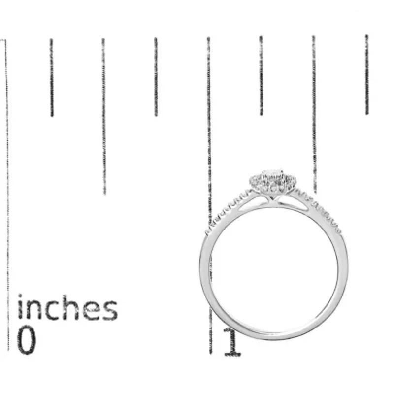 14K White Gold 1/5 Cttw Diamond With Halo Engagement Ring