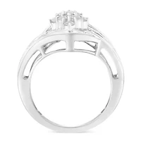 10K White Gold Diamond Bypass Cluster Ring