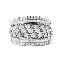 Silver 2.00 Cttw Diamond Fashion Cocktail Ring