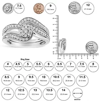 Silver 1/3 Cttw Multi-Diamond Bridal Set Ring and Band