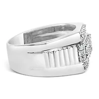 Men's Silver 1.00 Cttw Diamond Multi Row Band Ring