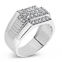 Men's Silver 1.00 Cttw Diamond Multi Row Band Ring