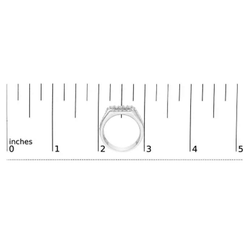 Men's Silver 1.00 Cttw Diamond Multi Row Band Ring