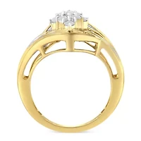 Sterling Silver Diamond Bypass Cluster Ring