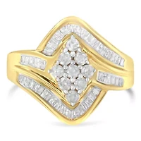 Sterling Silver Diamond Bypass Cluster Ring