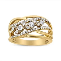 10K Yellow Gold 1/2 Cttw Diamond Split Shank Cocktail Ring