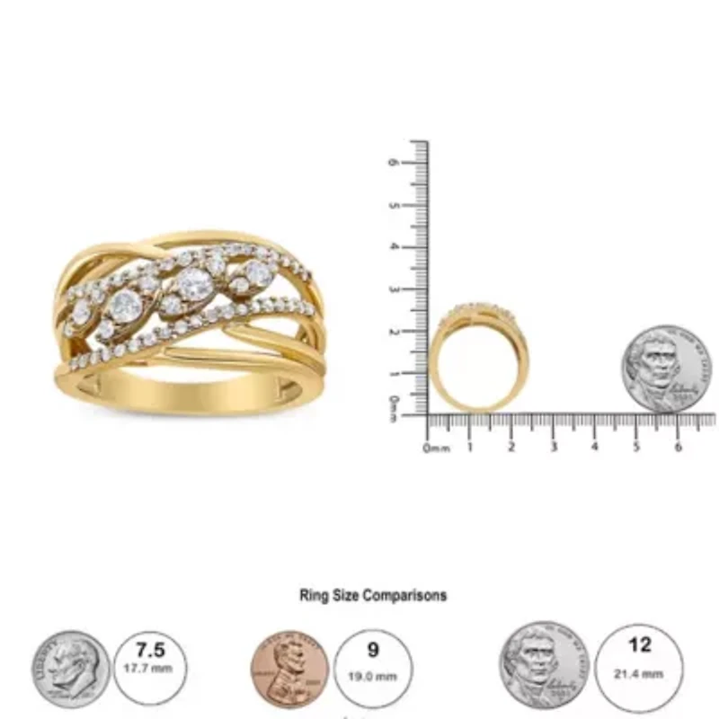10K Yellow Gold 1/2 Cttw Diamond Split Shank Cocktail Ring