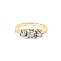 10K Yellow Gold 1/2 Cttw Diamond Three Stone Illusion Plate Ring