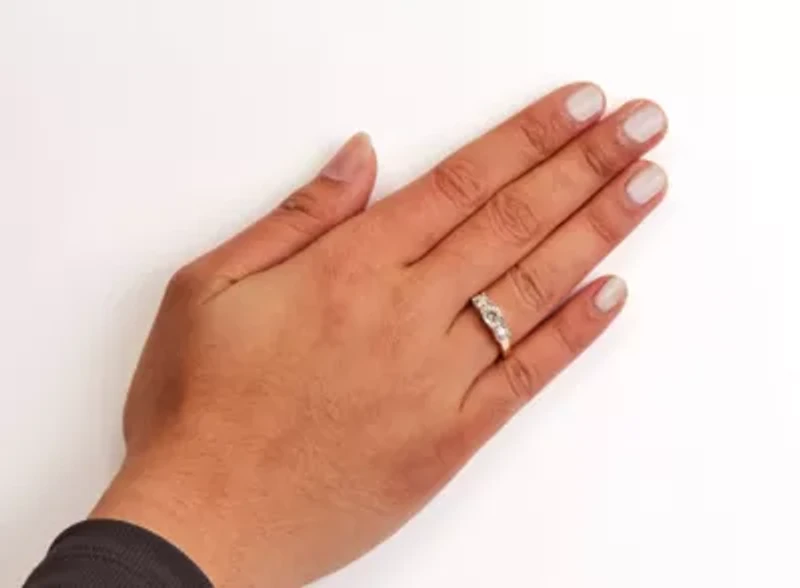 10K Yellow Gold 1/2 Cttw Diamond Three Stone Illusion Plate Ring