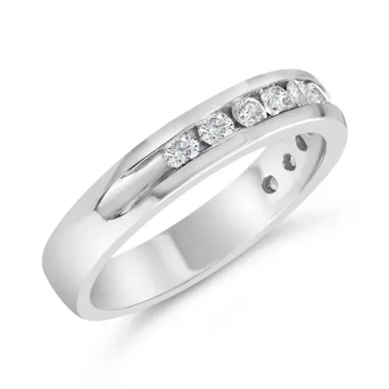 IGI Certified 1/2 Cttw Diamond 18K White Gold Wedding Band Ring