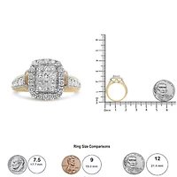 14K Yellow and White Gold 1.00 Cttw Diamond Cluster Ring