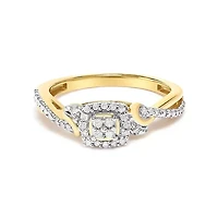 10K Yellow Gold 1/10 Cttw Diamond Composite Halo Engagement Ring