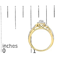 10K Yellow Gold 1/10 Cttw Diamond Composite Halo Engagement Ring