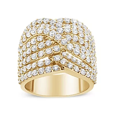 10K Yellow Gold 3.0 Cttw Diamond Crossover Band Ring