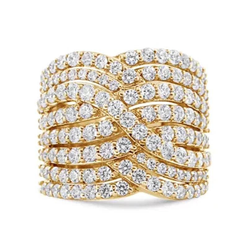 10K Yellow Gold 3.0 Cttw Diamond Crossover Band Ring