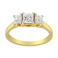 10K Yellow Gold Princess-Cut Diamond Three Stone Band Ring